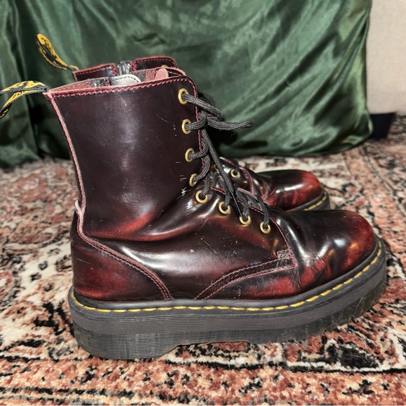 Dr. Martens Dark Red Leather Lace-Up Boots - Picture 8 of 10